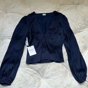 Aritzia Sunday Best Navy Blouse Top
